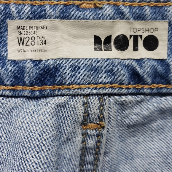 Moto TopShop High Waistline Raw Ankle Edges Denim Jeans S-28 - Picture 3 of 10